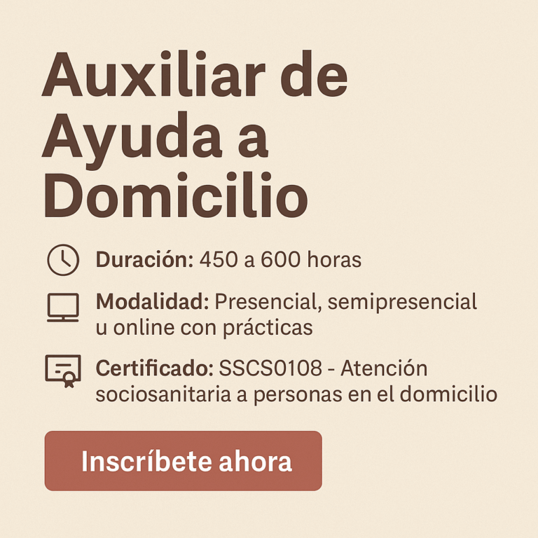 Auxiliar de Ayuda a Domicilio: guía rápida de formación y empleabilidad