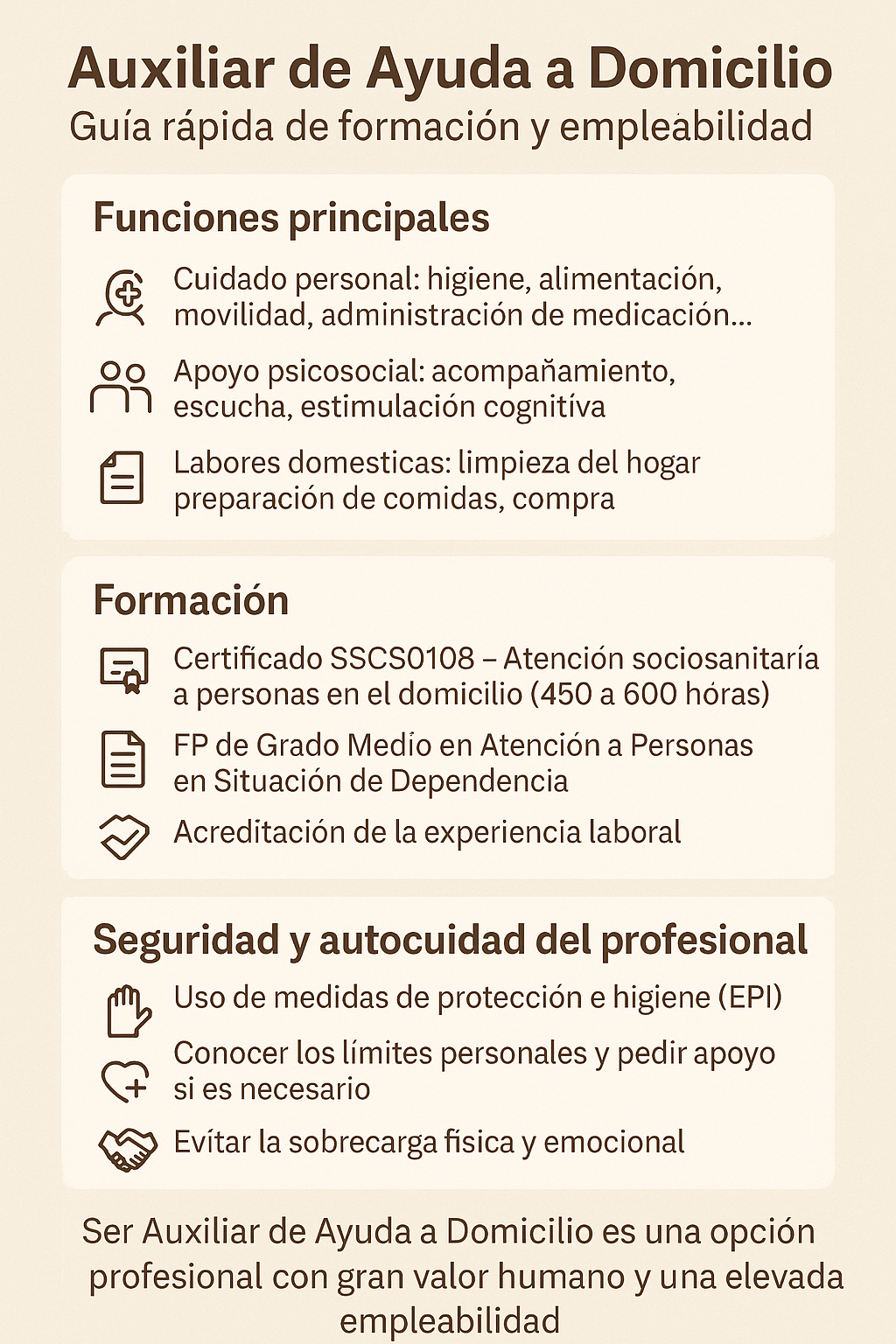 Auxiliar de Ayuda a Domicilio: guía rápida de formación y empleabilidad