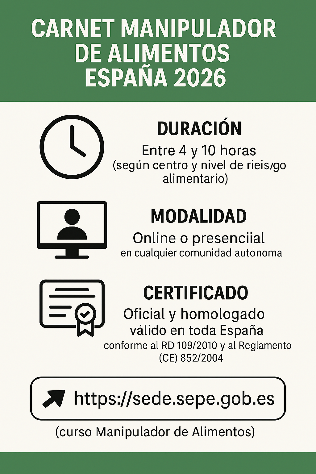 Carnet manipulador de alimentos España 2026: obligatorio, precio y dónde sacarlo