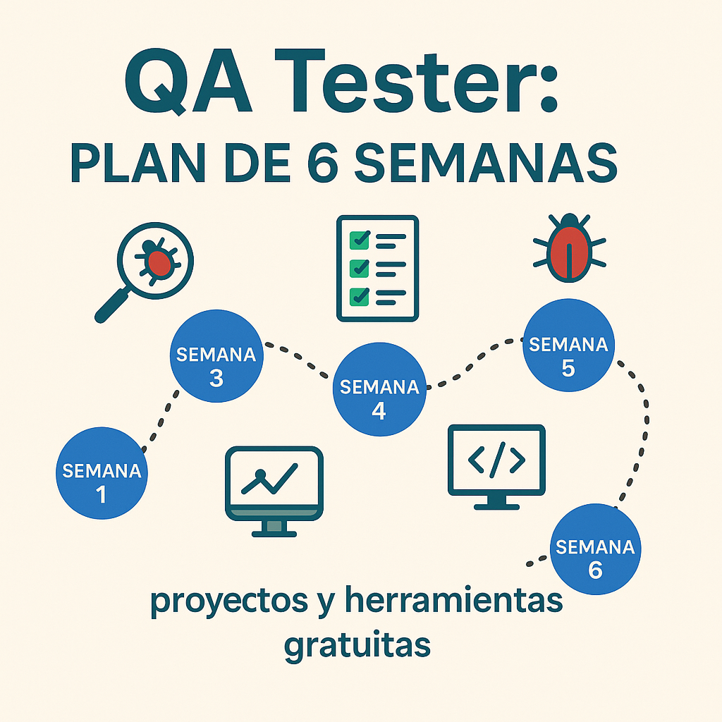 plan de 6 semanas para ser QA tester con proyectos y herramientas gratuitas