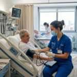 Técnico en Cuidados Auxiliares de Enfermería atendiendo paciente en hospital España 2026